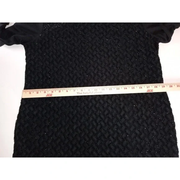 Coldwater Creek Womens Shirt M Black 3/4 Sleeve Pullover Sequin Blouse Top - Picture 10 of 12